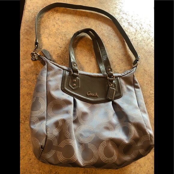 Coach Handbags - Authentic coach Ashley Dotted OpArt Gray Shoulder Bag. Spotless!!